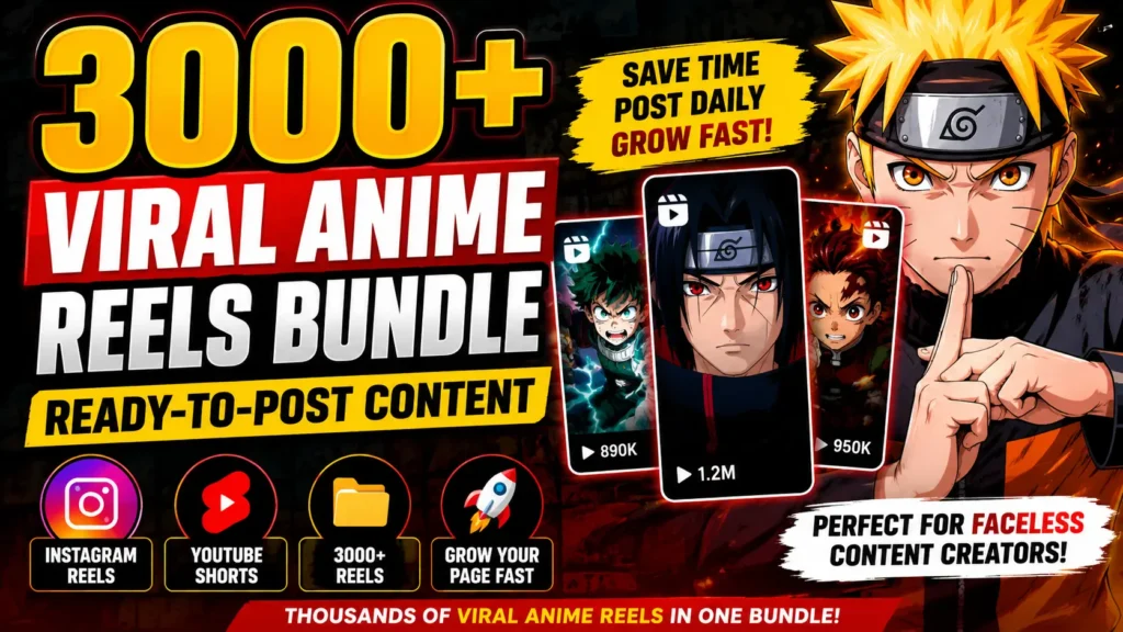3000+ Viral Anime Reels Bundle | Ready-to-Post Content for Creators digiproducthub.in