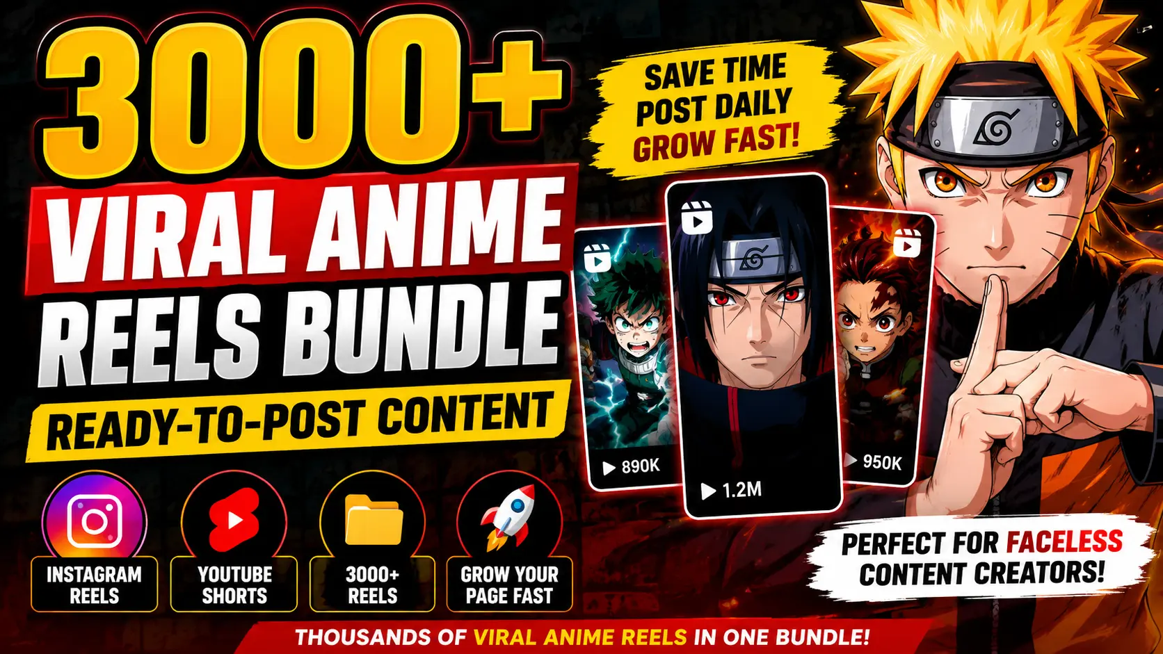 3000+ Viral Anime Reels Bundle | Ready-to-Post Content for Creators digiproducthub.in